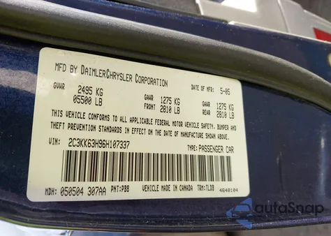 2006 Chrysler 300C z USA, uszkodzony, nr VIN 2C3KK63H96H107337